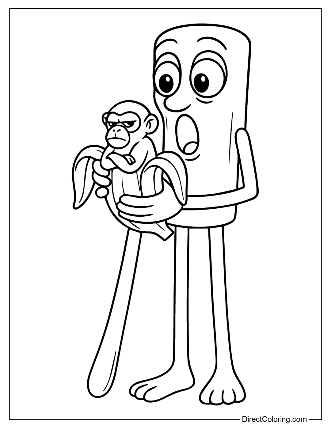 Tung Tung Tung Sahur with Makakini Bananini Coloring Page for Kids